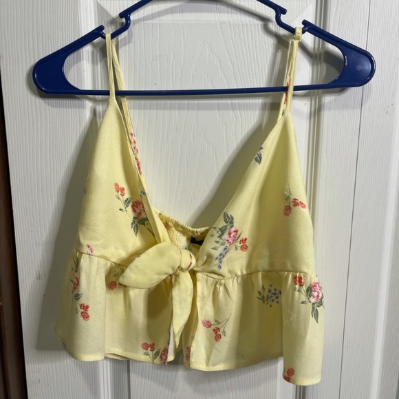 Cropped bralette top pastel floral tie front - Picture 2 of 2